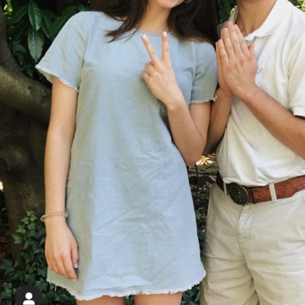 Denim/Chambray Dress with Front Pocket